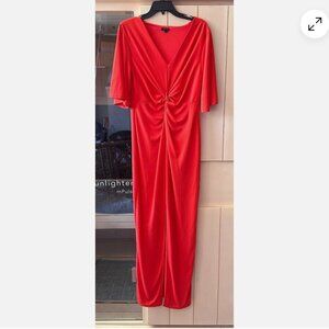 River Island Dress Maxi Red Size 16 UK flowy sleeves